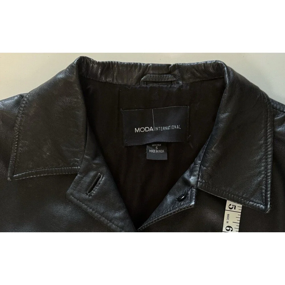 Vintage Moda International Leather Jacket Black Small Victoria's Secret 90s Y2K